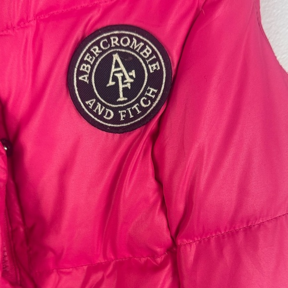 Abercrombie & Fitch Down Feather Blend Bright Pink Sleeveless Puffer Small Vest - Picture 4 of 11